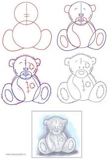 Cum de a desena un ursulet de plus, cu un creion în etape