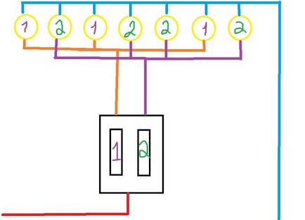 Cum se conectează lumina reflectoarelor pe care le trece printr-un singur (două)