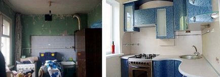 Bucătărie înainte și după reparație