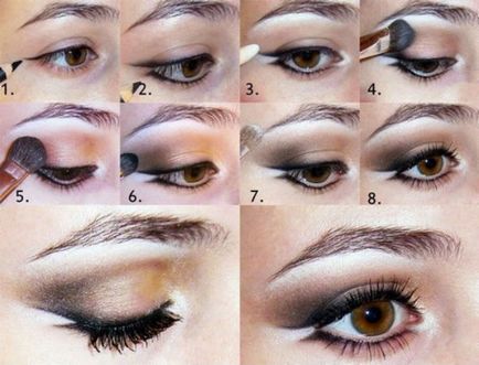 Machiaj smokey eyes pentru ochi caprui imagine, instrucțiuni pas cu pas