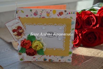 Cartele cu flori, cu propriile sale mâini din clasa de master de hârtie în stil krapbuking blog-Alena Kravchenko