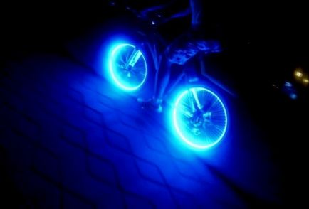 ghid panglică bicicletă iluminare din spate cu LED-uri, fotografii