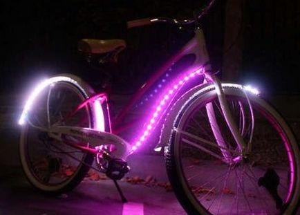 ghid panglică bicicletă iluminare din spate cu LED-uri, fotografii