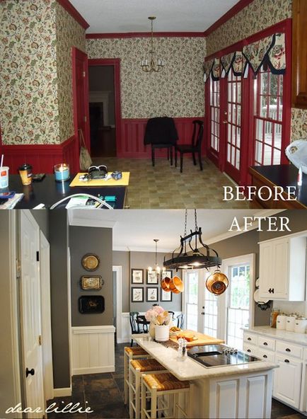 Repararea și bucătărie de design fotografie bucătărie înainte și după reparație