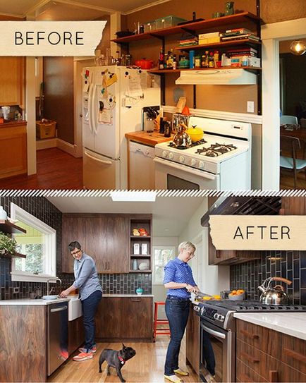 Repararea și bucătărie de design fotografie bucătărie înainte și după reparație
