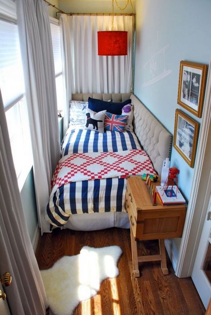 Dormitorul pe balconul de la locul de pe balcon, fotografie și camera de design, bucatarie cu geam, camera de plan deschis