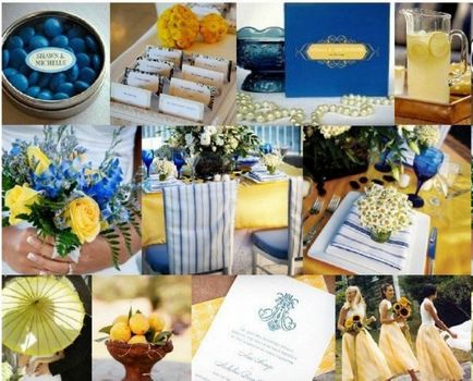 Nunta nunta în albastru sau albastru - idei de design, imaginea de mire și mireasă, foto