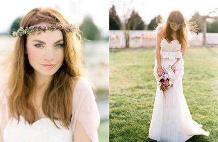 coroană de flori de nunta pe cap de flori, fotografii