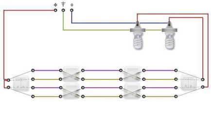 Pasajul întrerupător de circuit de conectare a două, trei sau mai multe puncte, foto, video